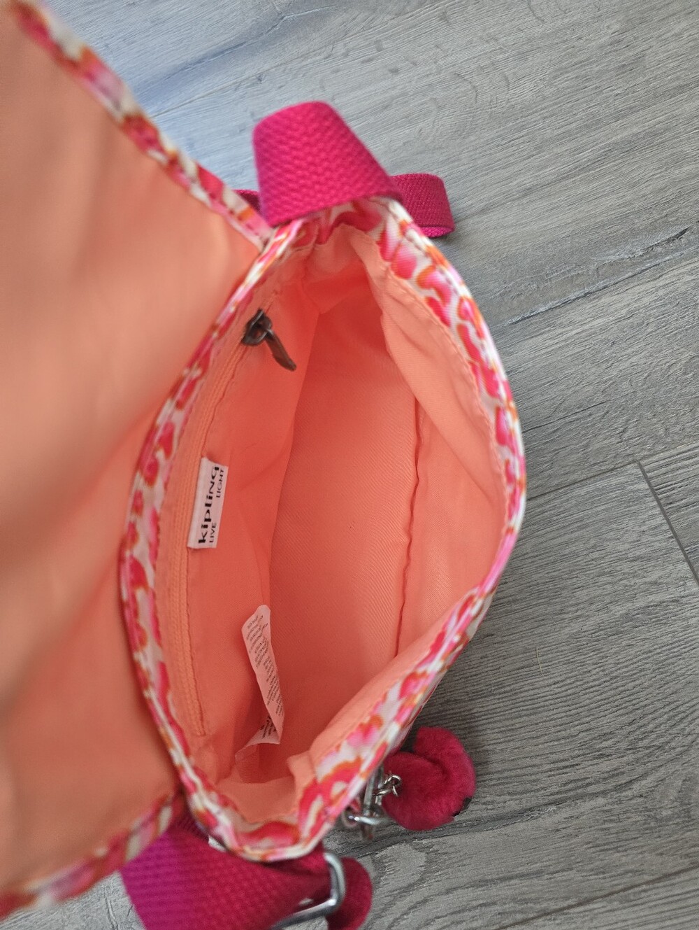 Kipling Sabian Crossbody Mini Bag vibrant neon pink and orange animal print - Picture 8 of 10